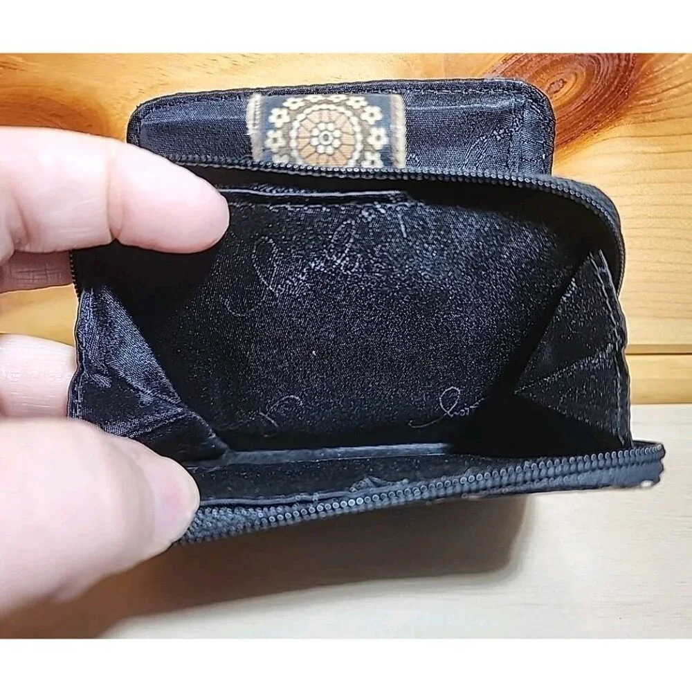 Vera Bradley Caffe Latte Wallet Brown Paisley Zip/Snap Quilted - Picture 5 of 8